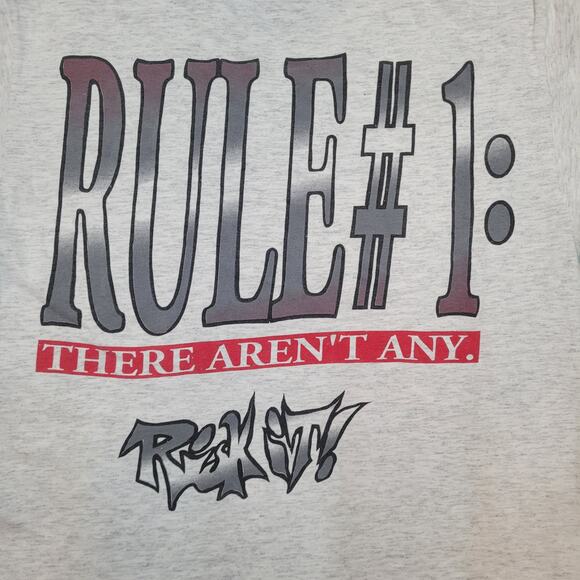 VTG 90s Rek-It "No Rules" T-Shirt Mens Small Single Stitch - Picture 2 of 13